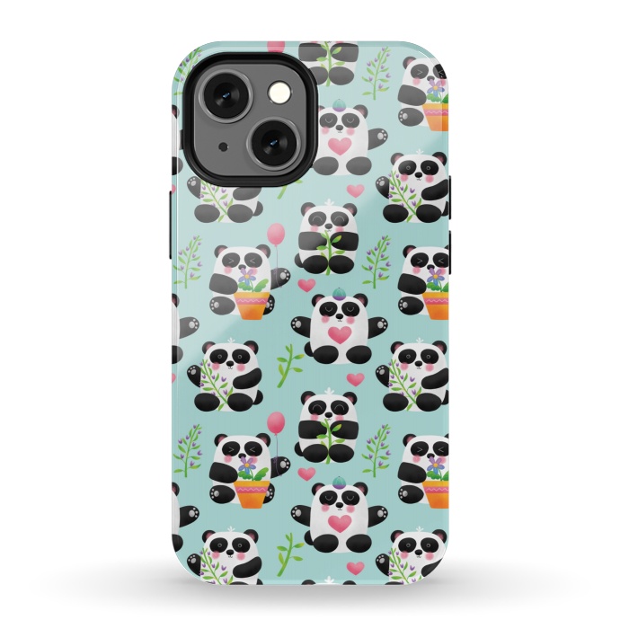 iPhone 13 mini StrongFit Chubby Playful Pandas by Noonday Design