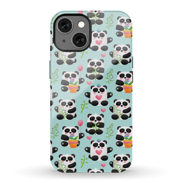 iPhone 13 StrongFit Chubby Playful Pandas by Noonday Design