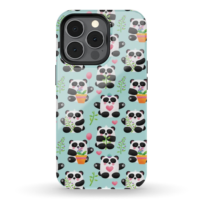 iPhone 13 pro StrongFit Chubby Playful Pandas by Noonday Design