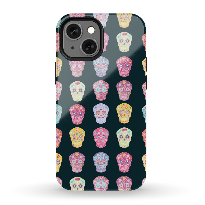 iPhone 13 mini StrongFit Day of the Dead Mexican Sugar Skulls by Nic Squirrell
