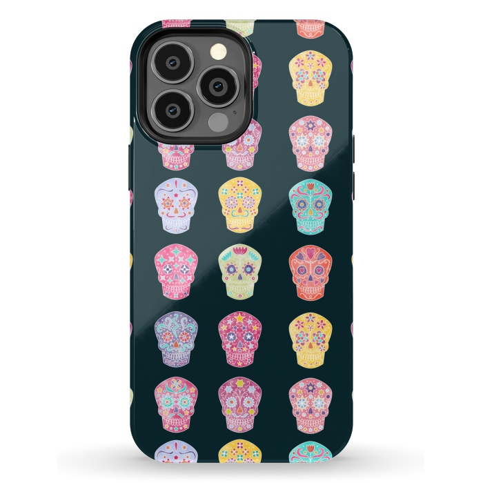 iPhone 13 Pro Max StrongFit Day of the Dead Mexican Sugar Skulls by Nic Squirrell