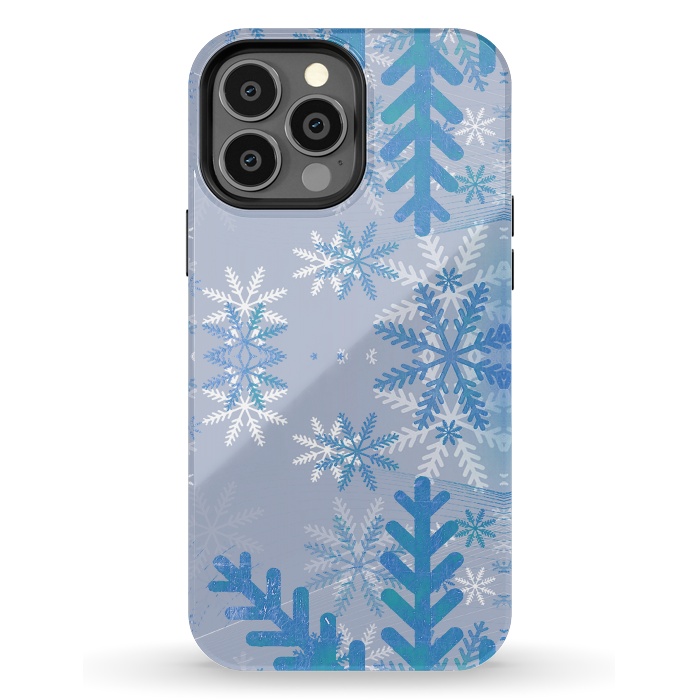 iPhone 13 Pro Max StrongFit Baby blue snowflakes Christmas pattern by Oana 