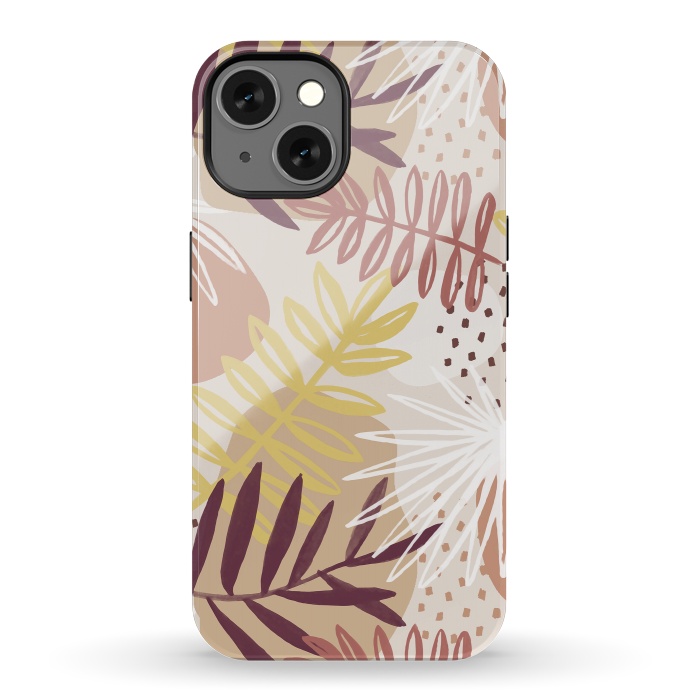 iPhone 13 StrongFit Modern tropical leaves and spots - terracotta by Oana 