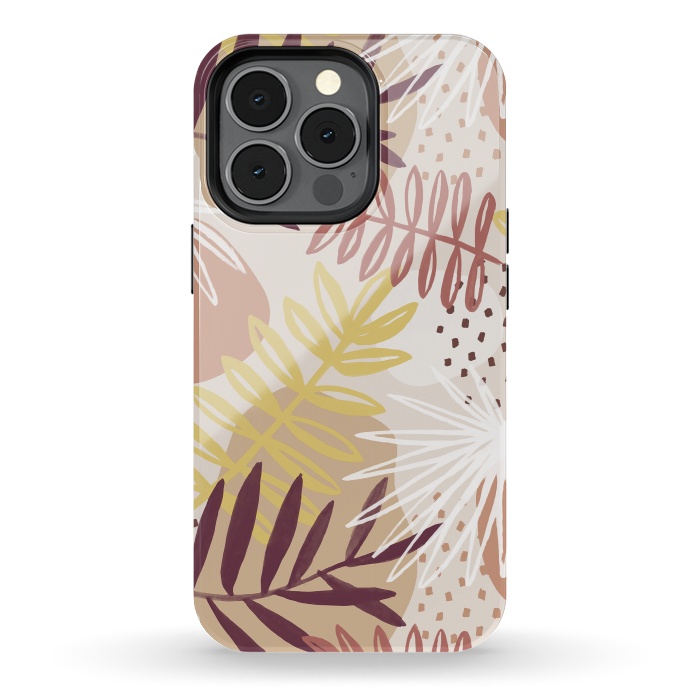 iPhone 13 pro StrongFit Modern tropical leaves and spots - terracotta by Oana 