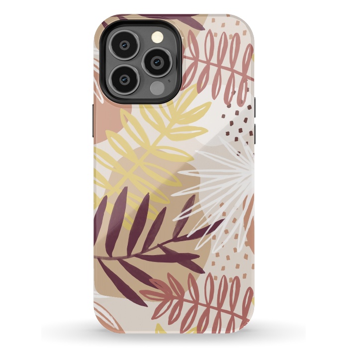 iPhone 13 Pro Max StrongFit Modern tropical leaves and spots - terracotta by Oana 