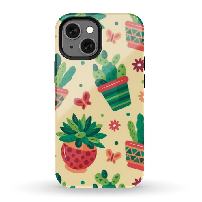 iPhone 13 mini StrongFit cactus green pattern 4 by MALLIKA
