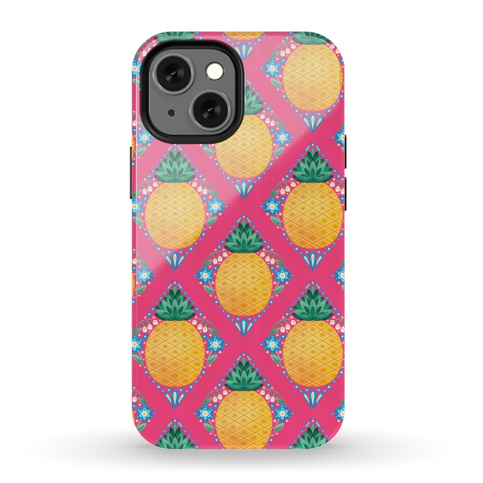 iPhone 13 mini StrongFit Bright Pineapple by Noonday Design