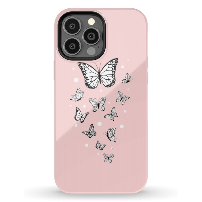iPhone 13 Pro Max StrongFit Pink Butterflies by Martina