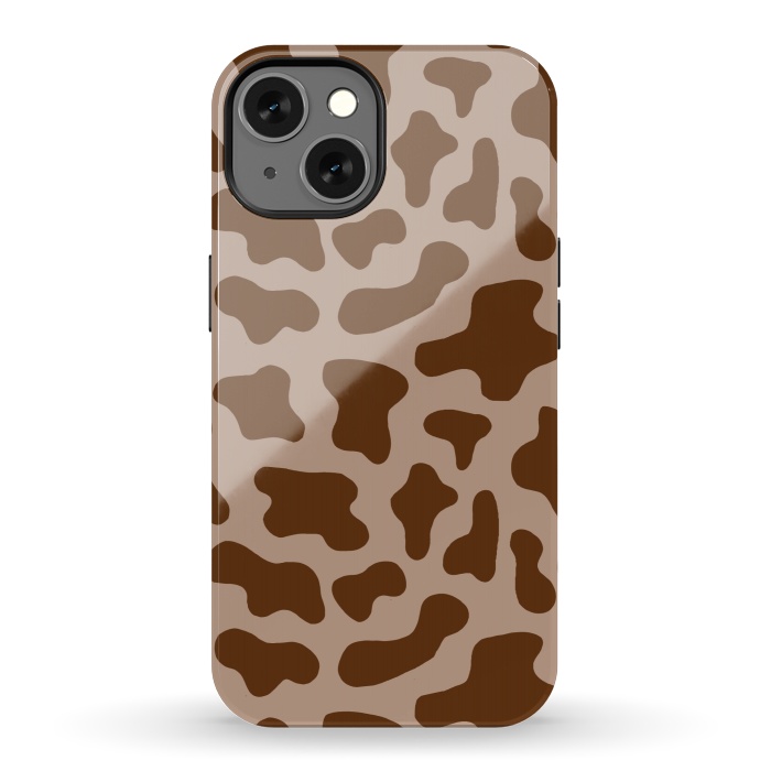 iPhone 13 StrongFit Chocolate Milk Brown Cow Print by Julie Erin Designs