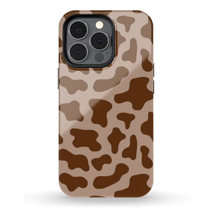 iPhone 13 pro StrongFit Chocolate Milk Brown Cow Print by Julie Erin Designs