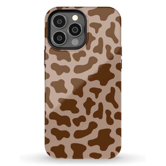 iPhone 13 Pro Max StrongFit Chocolate Milk Brown Cow Print by Julie Erin Designs