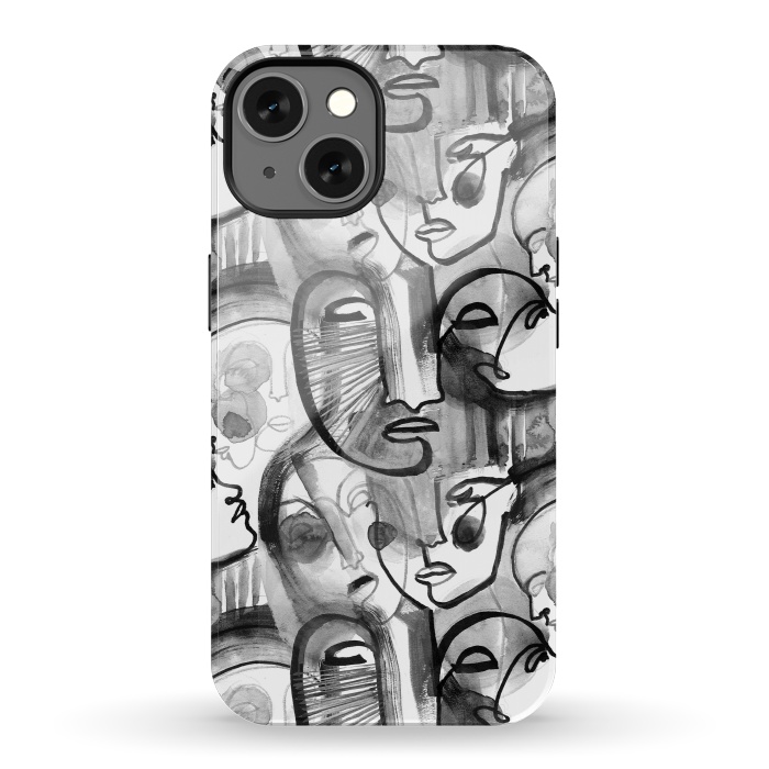 iPhone 13 StrongFit Tribal ink line art portaits by Oana 