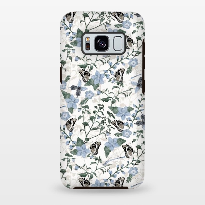 Galaxy S8 plus StrongFit Delicate Watercolour Butterflies and Dragonflies half-drop repeat pattern by Paula Ohreen