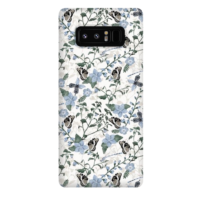 Galaxy Note 8 StrongFit Delicate Watercolour Butterflies and Dragonflies half-drop repeat pattern by Paula Ohreen
