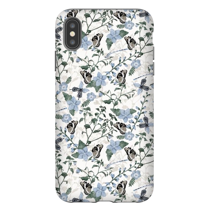 iPhone Xs Max StrongFit Delicate Watercolour Butterflies and Dragonflies half-drop repeat pattern by Paula Ohreen