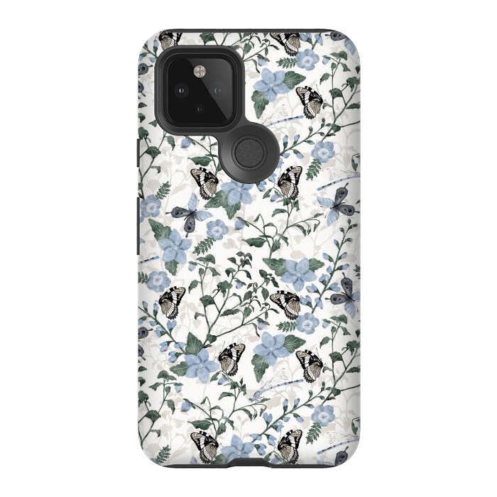 Pixel 5 StrongFit Delicate Watercolour Butterflies and Dragonflies half-drop repeat pattern by Paula Ohreen