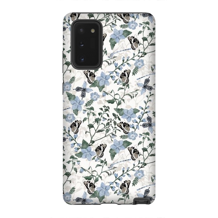 Galaxy Note 20 StrongFit Delicate Watercolour Butterflies and Dragonflies half-drop repeat pattern by Paula Ohreen