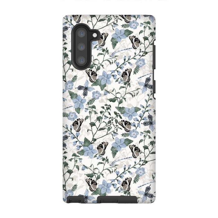 Galaxy Note 10 StrongFit Delicate Watercolour Butterflies and Dragonflies half-drop repeat pattern by Paula Ohreen