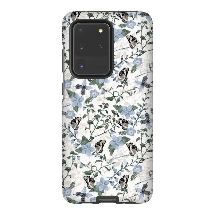 Galaxy S20 Ultra StrongFit Delicate Watercolour Butterflies and Dragonflies half-drop repeat pattern by Paula Ohreen