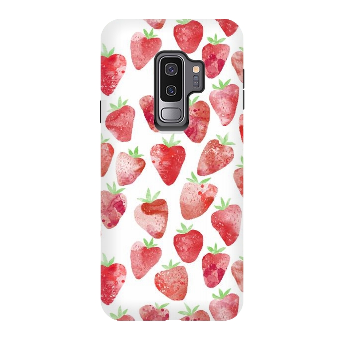Galaxy S9 plus StrongFit Strawberries Watercolor Painting by Nic Squirrell