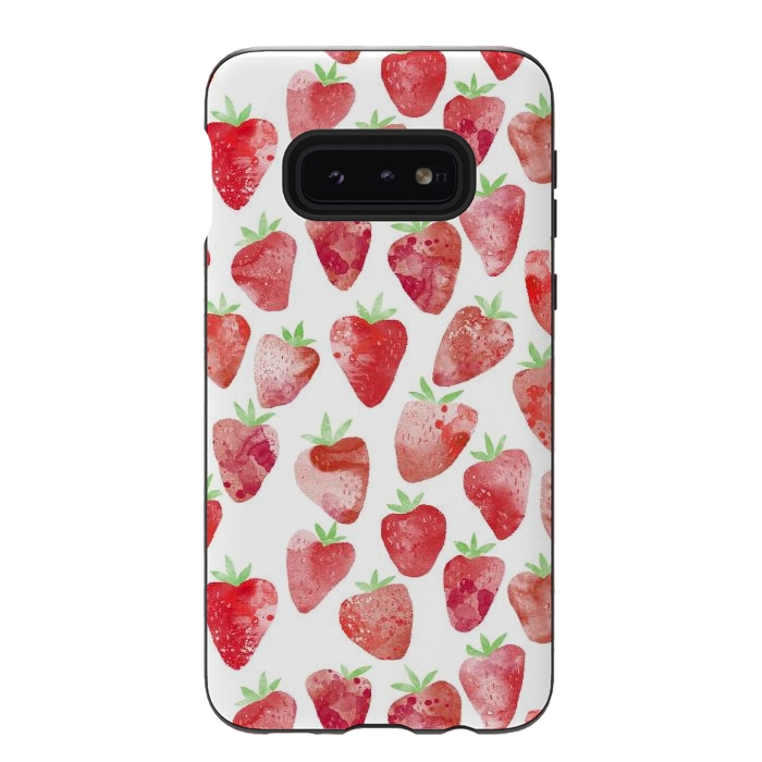 Galaxy S10e StrongFit Strawberries Watercolor Painting by Nic Squirrell