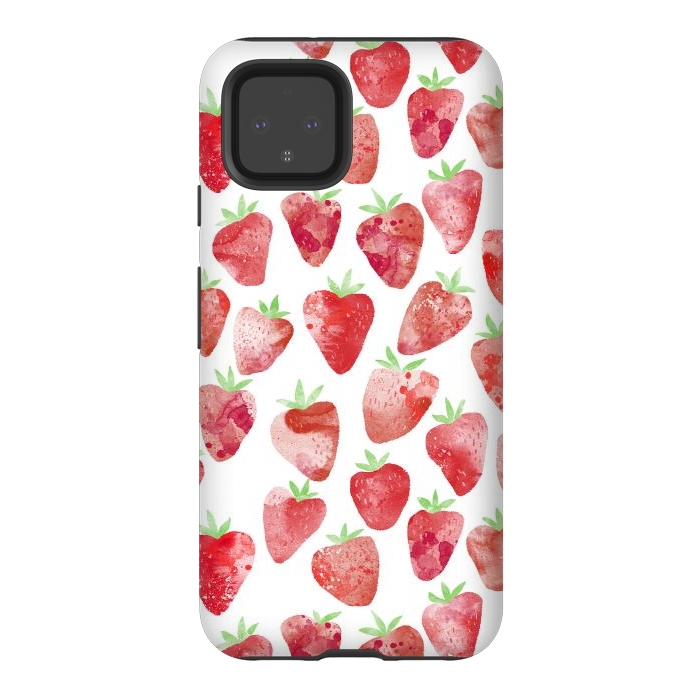 Pixel 4 StrongFit Strawberries Watercolor Painting by Nic Squirrell