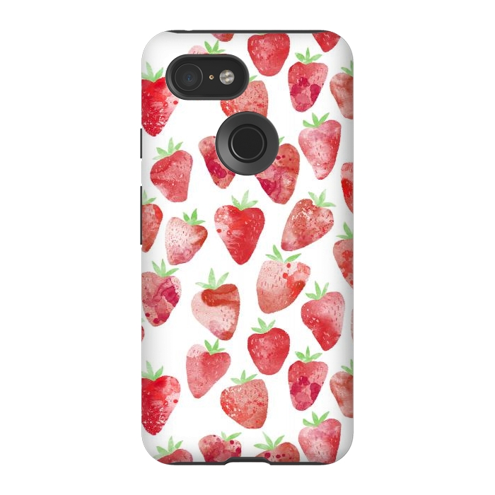 Pixel 3 StrongFit Strawberries Watercolor Painting by Nic Squirrell
