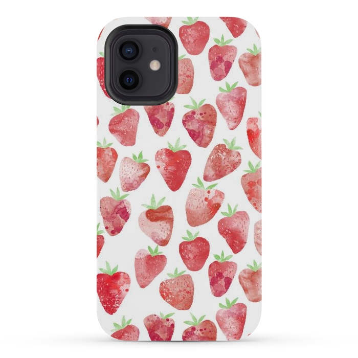 iPhone 12 mini StrongFit Strawberries Watercolor Painting by Nic Squirrell