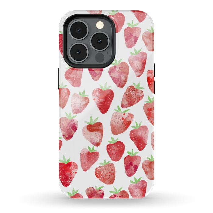 iPhone 13 pro StrongFit Strawberries Watercolor Painting by Nic Squirrell