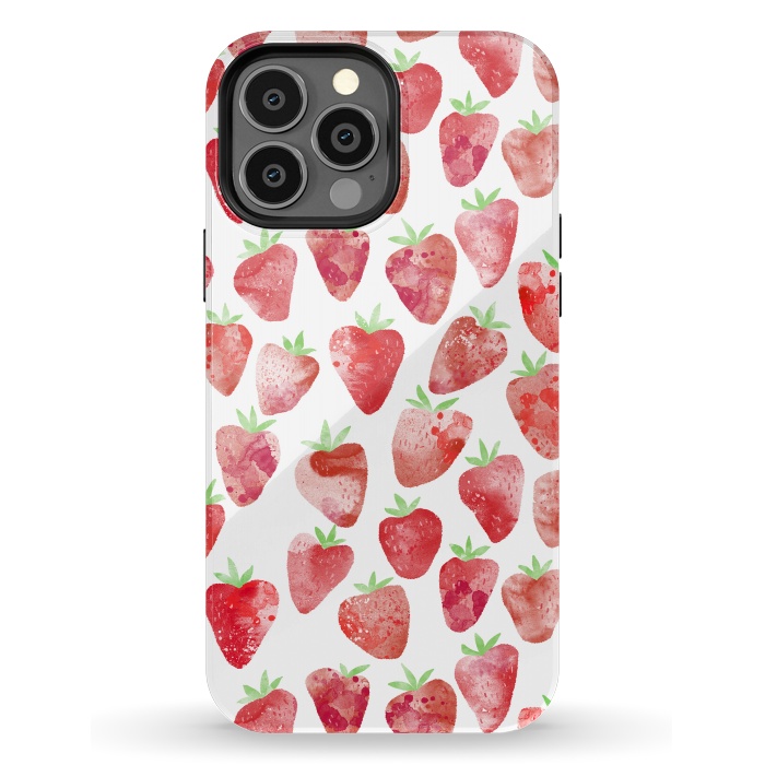 iPhone 13 Pro Max StrongFit Strawberries Watercolor Painting by Nic Squirrell