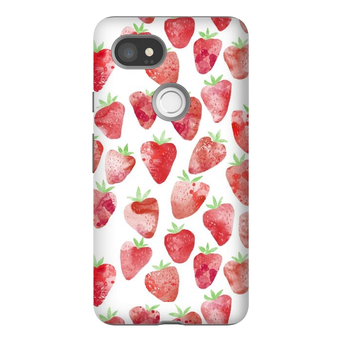 Pixel 2XL StrongFit Strawberries Watercolor Painting by Nic Squirrell
