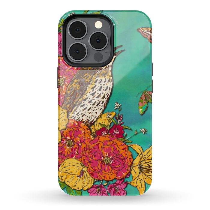 iPhone 13 pro StrongFit Floral Songthrush by Lotti Brown