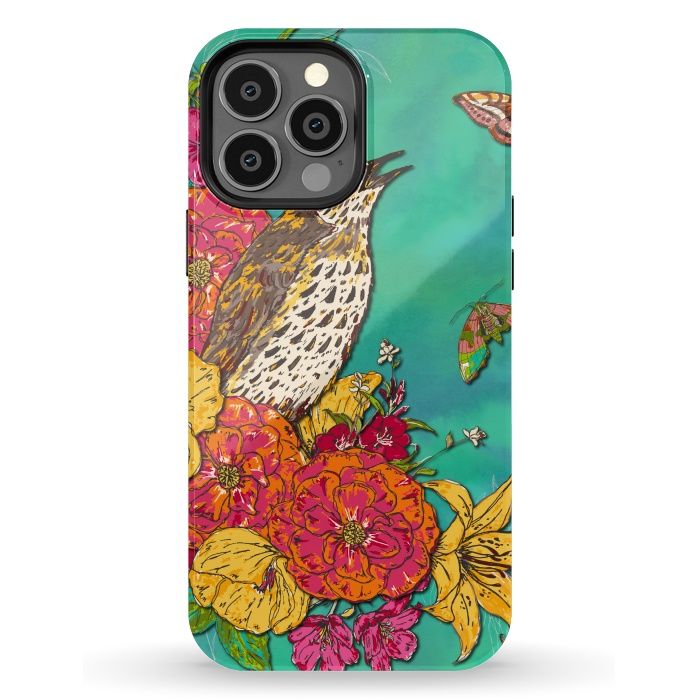 iPhone 13 Pro Max StrongFit Floral Songthrush by Lotti Brown