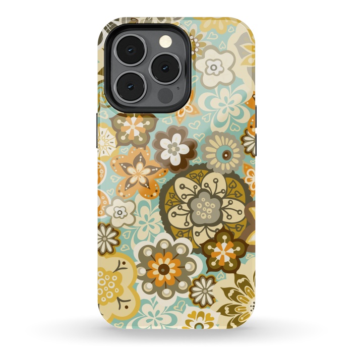iPhone 13 pro StrongFit Bouquet of Blooms-Blue and Orange by Paula Ohreen