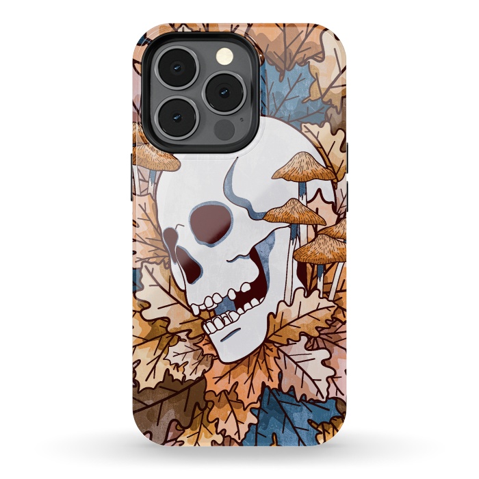 iPhone 13 pro StrongFit The autumnal skull and mushrooms by Steve Wade (Swade)