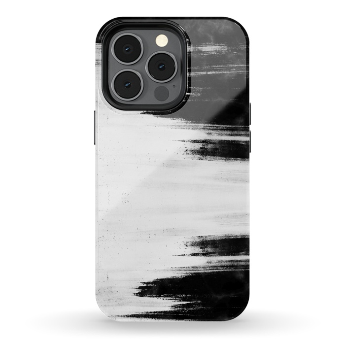 iPhone 13 pro StrongFit Black and white brushed marble by Oana 