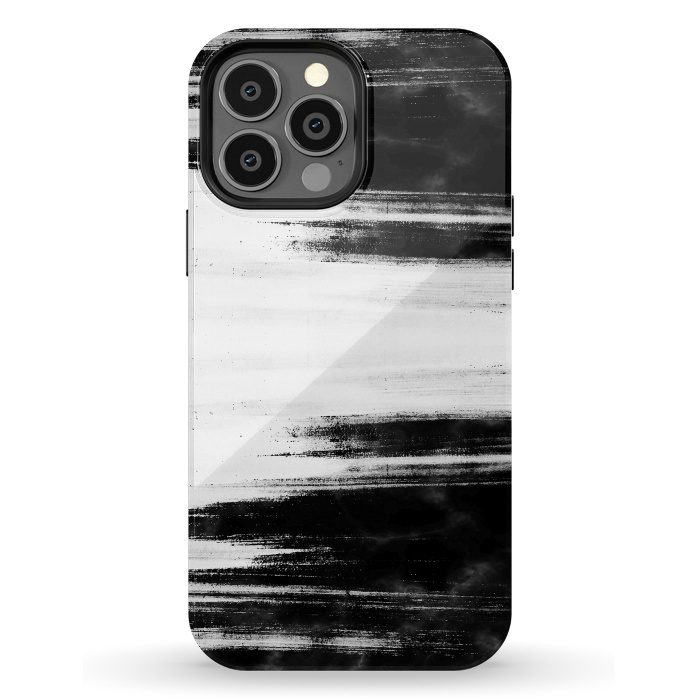 iPhone 13 Pro Max StrongFit Black and white brushed marble by Oana 