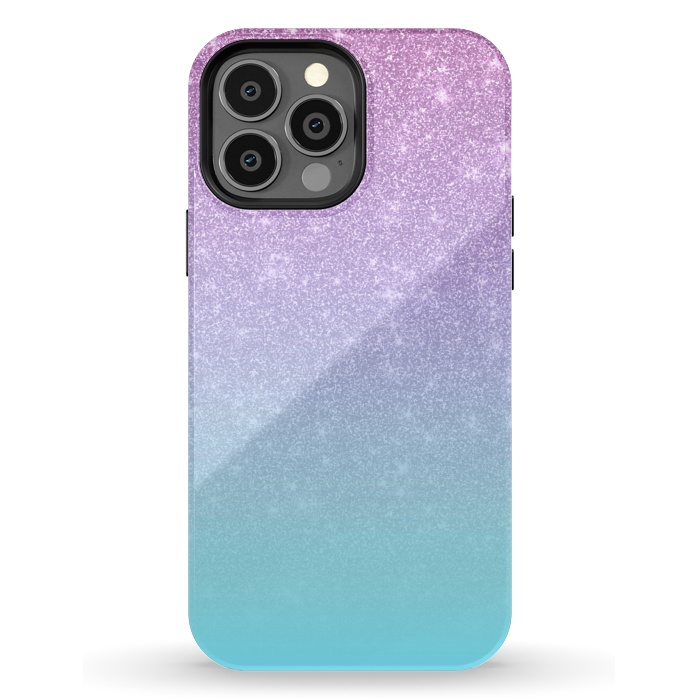 iPhone 13 Pro Max StrongFit Girly Purple Blue Glitter Ombre Gradient by Julie Erin Designs