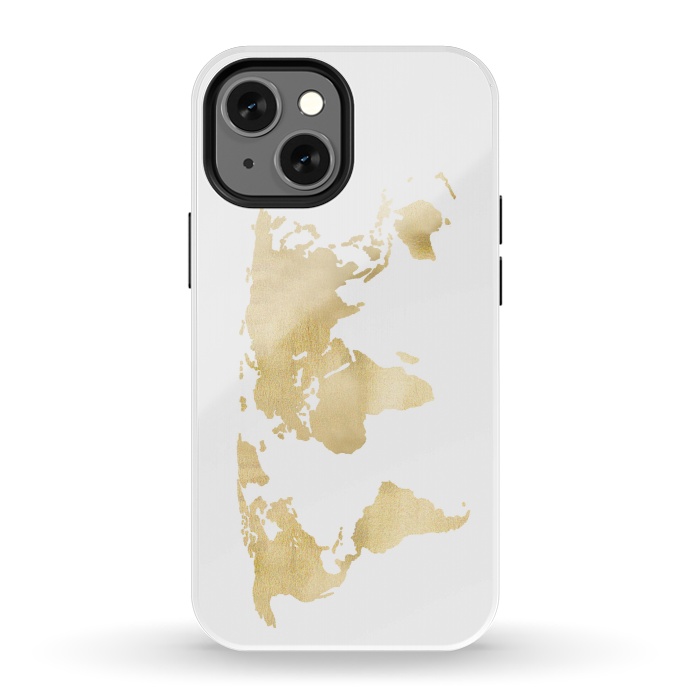 iPhone 13 mini StrongFit Gold World Map by Tangerine-Tane