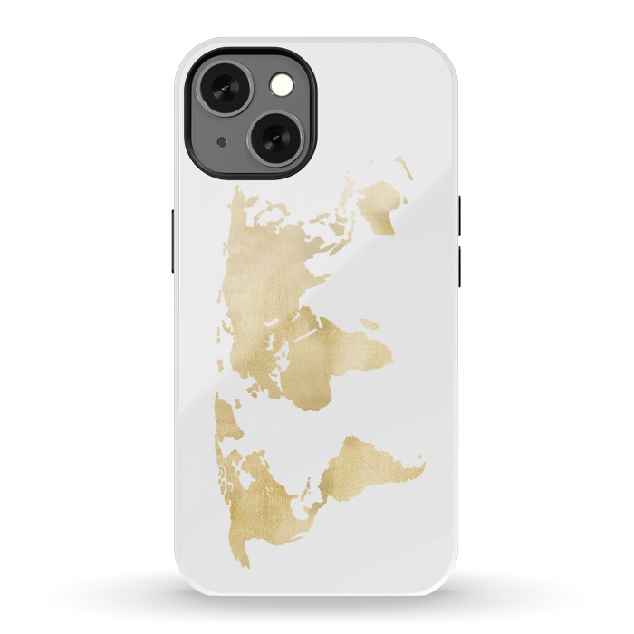 iPhone 13 StrongFit Gold World Map by Tangerine-Tane