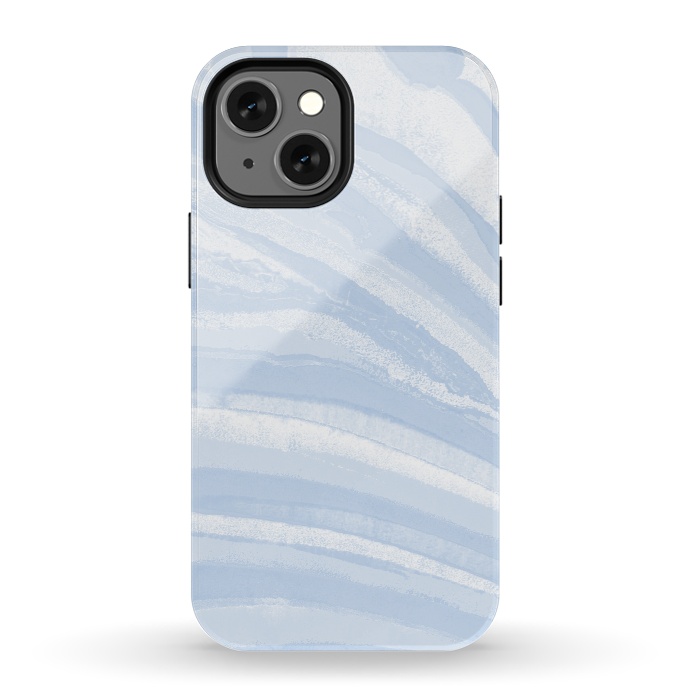 iPhone 13 mini StrongFit Baby blue pastel marble stripes by Oana 