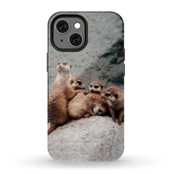 iPhone 13 mini StrongFit Meerkat family by Laura Nagel