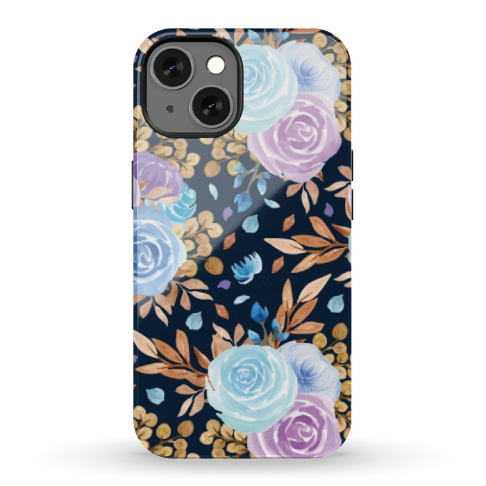 iPhone 13 StrongFit blue purple floral pattern by MALLIKA