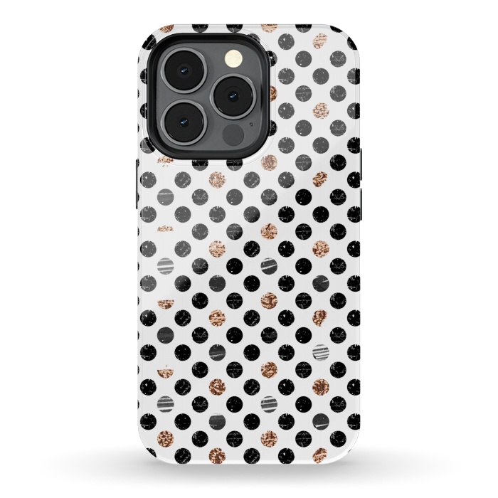 iPhone 13 pro StrongFit Ink and gold glitter polka dots by Oana 
