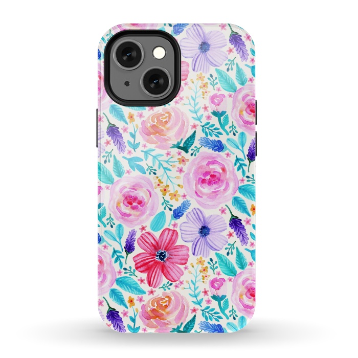 iPhone 13 mini StrongFit Bold Blooms - Cool Colours by Tangerine-Tane