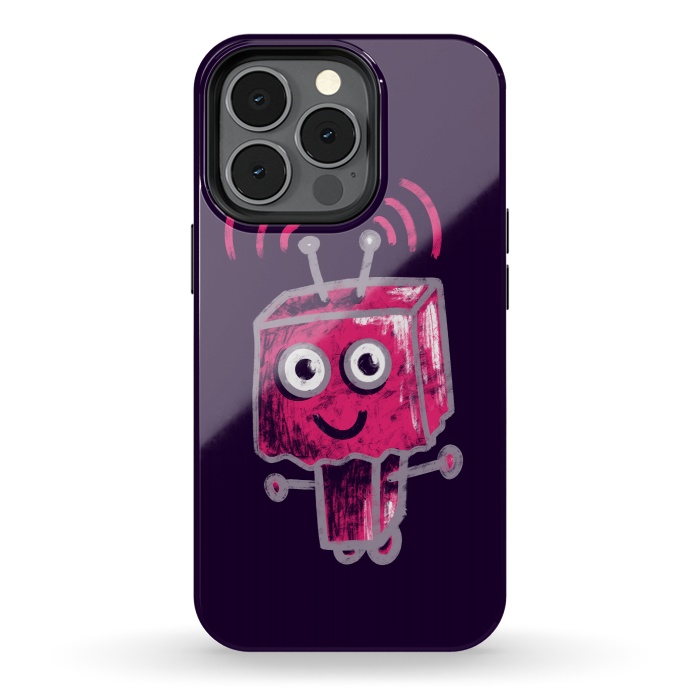 iPhone 13 pro StrongFit Cute Pink Robot With Paper Bag Head Kids by Boriana Giormova