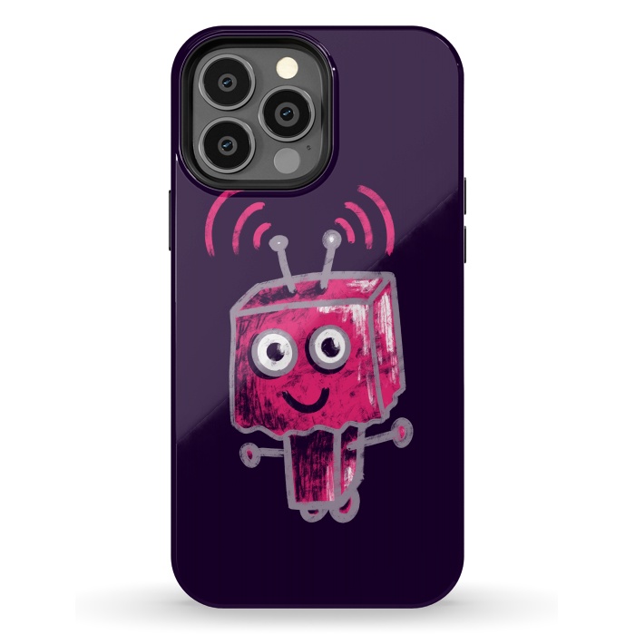 iPhone 13 Pro Max StrongFit Cute Pink Robot With Paper Bag Head Kids by Boriana Giormova