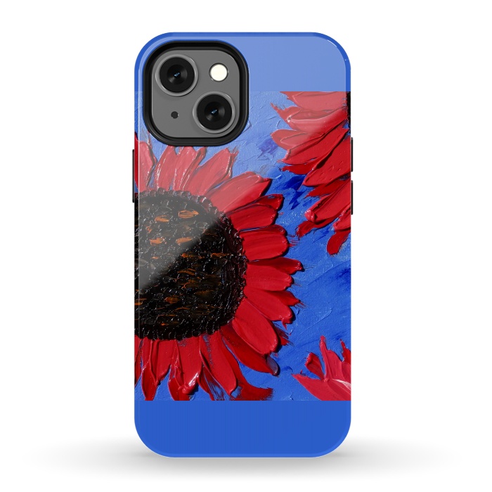iPhone 13 mini StrongFit Red sunflowers art by ArtKingdom7