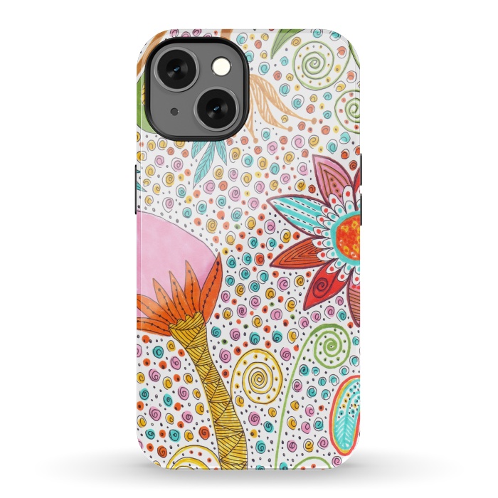 iPhone 13 StrongFit Floral mandala dot art by ArtKingdom7