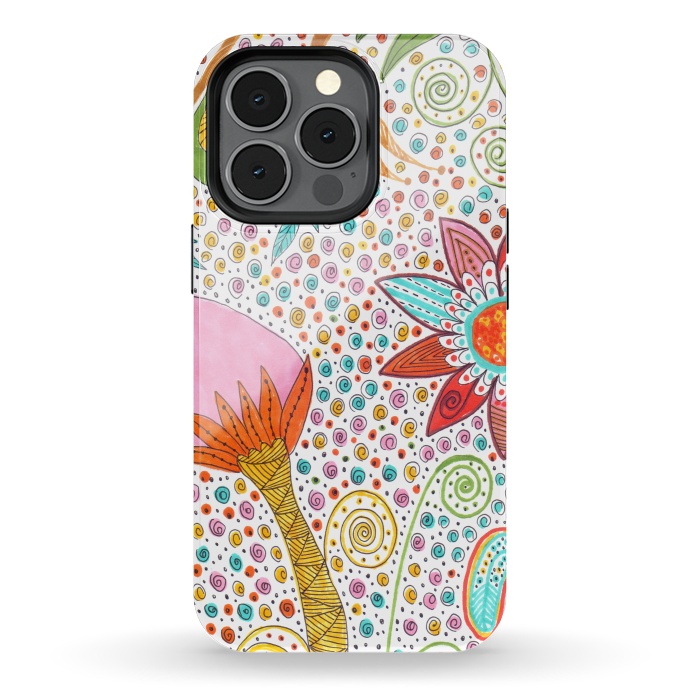 iPhone 13 pro StrongFit Floral mandala dot art by ArtKingdom7